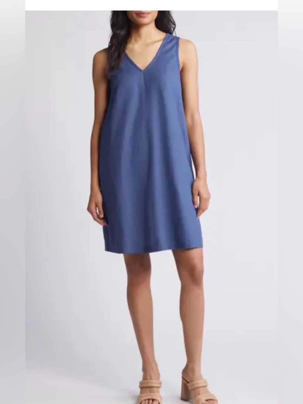 Halogen V-Neck Sleeveless Dress in Slate Blue
